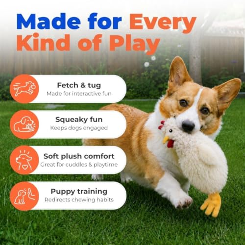 Best Pet Supplies Interactive Squeaky Dog Toy - Crinkle Chicken, Beige - color: Crinkle Chicken (Beige), size: Large