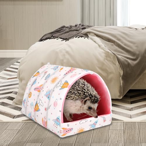 UPINS 2 Pack Guinea Pig Bed, Guinea Pig Hideout - color: Pink White, size: 9.84 x 9.84 inch