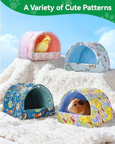 2 PCS Guinea Pig Hideout Guinea Pig House,Washable Hamster House Small Animal Cage Accessories for Mouse Chinchillas Hamsters Hedgehogs Ferrets Bearded Dragons and Rats - color: Pink+Blue, size: 9.4*9.4in