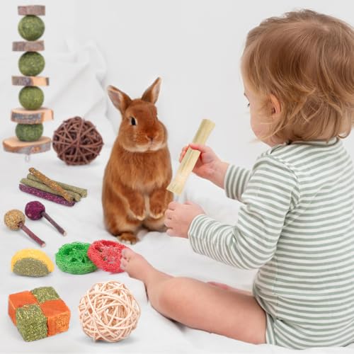 Bunny Toys for Rabbits Hamster/Guinea Pig Toys Natural Timothy Hay Sticks - size: 24Pack-Set