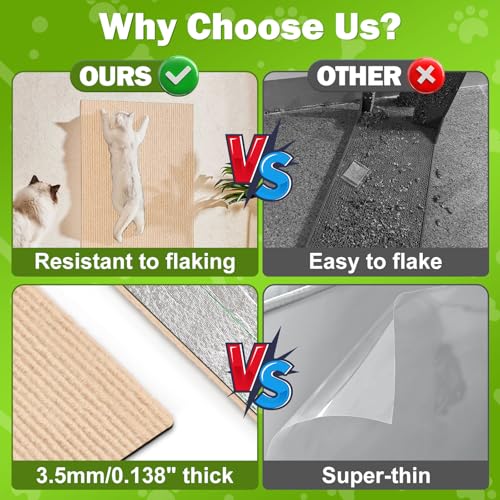 ENONCI 23.6x15.8 Cat Scratcher Mat, Self-Adhesive Cat Scratch Furniture Protector - color: Beige, size: 23.6"x15.8"