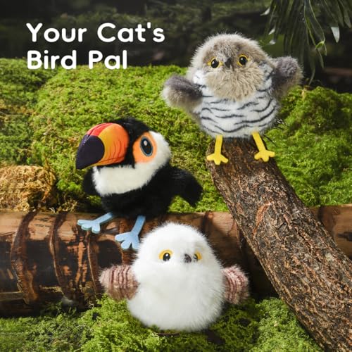 Petgravity Flapping Bird Cat Toy (No Flying), Lifelike White Tit Chirp Tweet Kitten Toy, Rechargeable Touch Activated Cat Toy Interactive Catnip Toy Exercise Toy for All Breeds 5.1" (White) - color: White