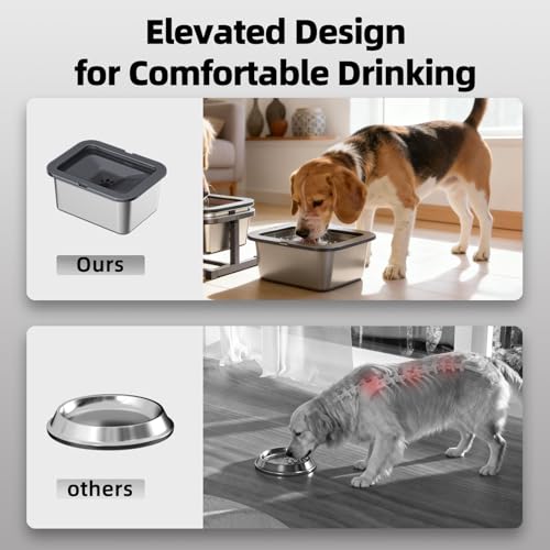 Marchul 10L Stainless Steel No Spill Water Bowl for Dogs, Slow Water Bowl for Large Dogs Anti Slip, No Splash Mess Proof Water Dispenser for Sloppy Drinkers Indoor Outdoor - size: 10L