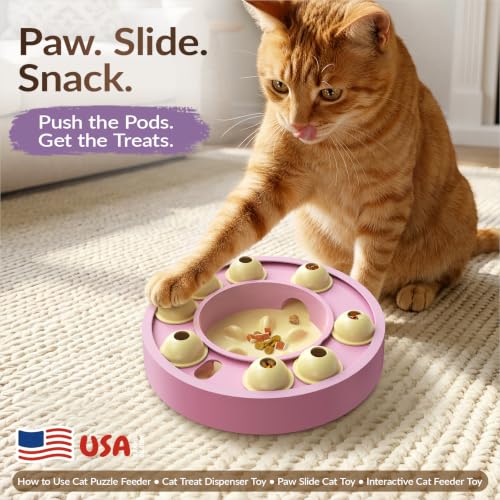 KADTC Cat Puzzle Toy, Slow Feeder, Interactive Enrichment for Indoor Cats - color: purple