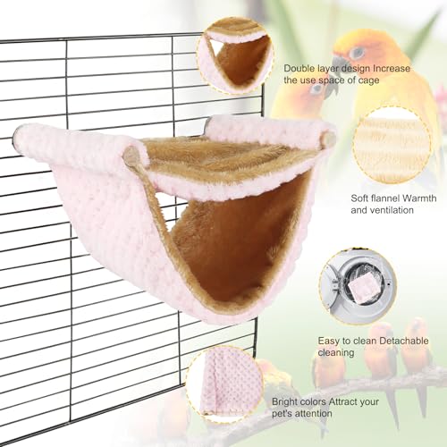 BWOGUE Bird Nest Bed Hanging Hammock, Parakeet Bed for Cage, Cockatiel Bed - color: Pink, size: Medium (9"x7.2")