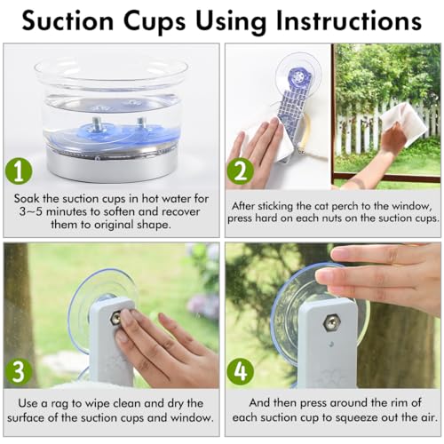 AMOSIJOY 4 Pack Cat Window Perch Strong Replacement Suction Cups with Screw