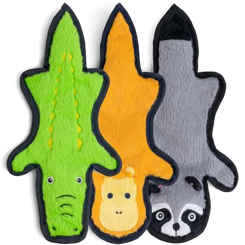 SHARLOVY No Stuffing Dog Toys Crinkle Squeaky, Long Lasting Chews for Aggressive, Durable Plush Dog Puppy Chew Toys for Teething, with 6 Tough Layers for Small Medium Large Breed-3 Pack,Small - color: Assorted 3 Pack, size: Small