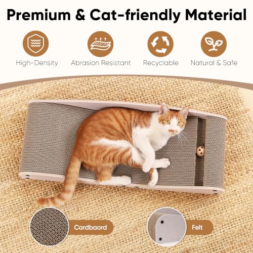 FUKUMARU Cardboard Cat Scratcher Bed, Extra Large 29.1 Inch Cat Scratch Pad - color: Light Camel