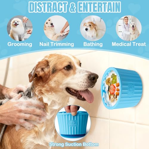 Dog Lick Bowl, Anxiety Relief Dog Licking Mat Freezer Treat Dispenser, Non-Slip Anti-Choking Silicone Slow Feeder Lick Bowl for Small Medium & Large Breed Dogs, BPA Free(Light Blue,S) - color: Light Blue, size: S