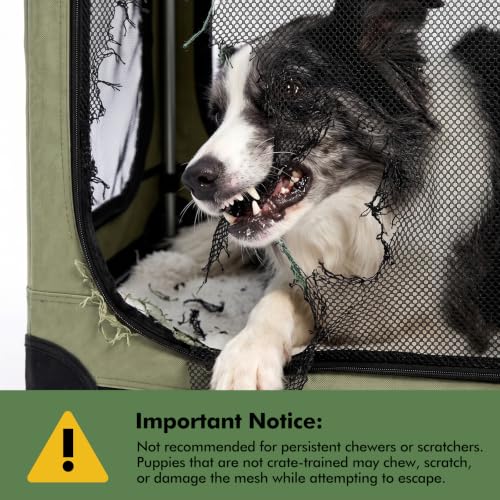 Veraste 33 x 25 x 25 in 4-Door Collapsible Soft-Sided Mesh Dog Crate, Green - color: Green, size: 33.0"L x 25.0"W x 25.0"H