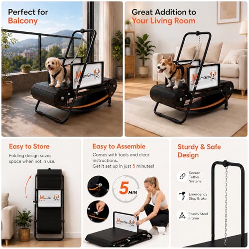 Dog Treadmill, Non-Motorized for Small Medium Dogs, Indoor & Out