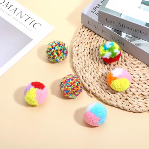 6 Pack Cat Pom Pom Balls, Color Cat Ball Toys for Indoor Cats