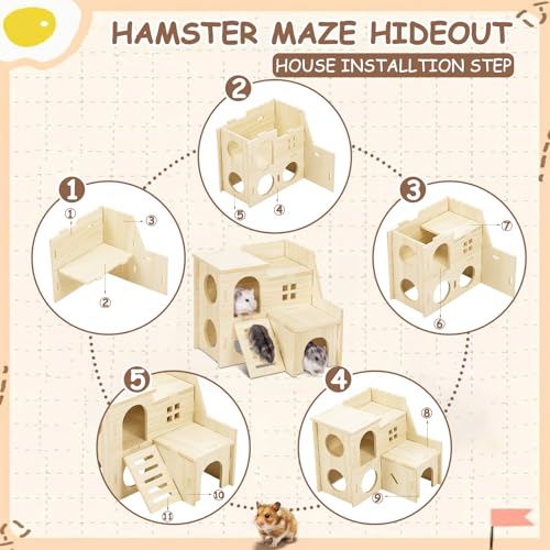 Breezehug 4 Pcs Hamster Cage Accessories Hamster Platform Toy, Spy Villa - style: Spy Villa