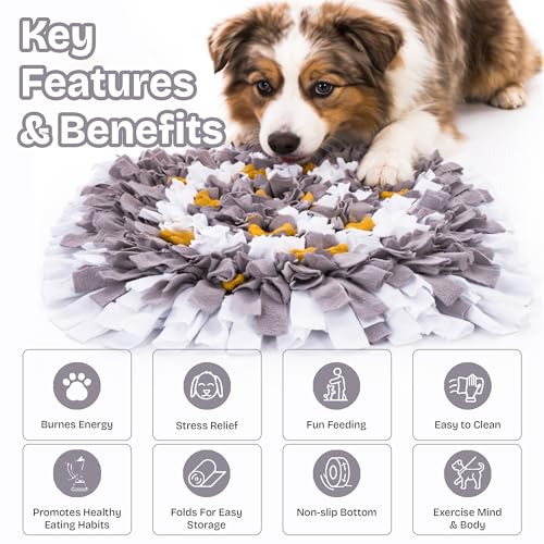 Snuffle Mat for Dogs, Square Grey - Travel Friendly Dog Sniff Mat
