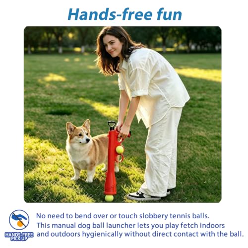 Tennis Ball Launcher for Dogs, Launches 30+ ft, Red - color: Red