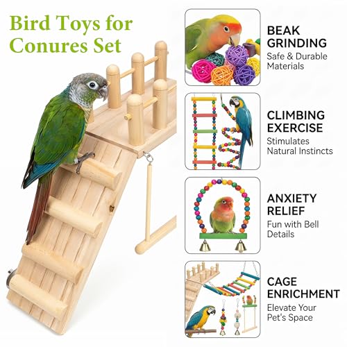 17 Pcs Parakeet Cockatiel Bird Cage Toys Bird Swings Accessories