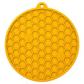 SodaPup Honeycomb Round eMat – Durable Enrichment Feeder for Dogs & Cats Made in USA from Non Toxic Pet Safe Food Safe TPE for Slow Feeding, Calming, Digestive Support, & Licking Fun - color: Yellow Honeycomb