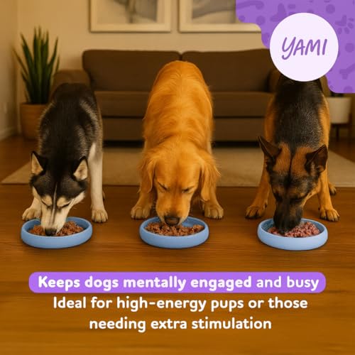 YAMI Dog Lick Bowl, Lick Mat for Dogs, Wet Food Cat Slow Feeder, Freeze Bowl, Enrichment & Puzzle Toy for Anxiety Relief, Food-Grade Silicone, Suction Cups, Dishwasher Fit, for All Breed (Light Blue) - color: Light Blue
