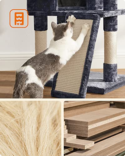 Feandrea Cat Tree, 45.3-Inch Cute Cat Tower, Plush Climbing Condo, Gray - color: Smoky Gray