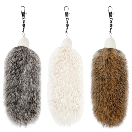 3 Pack Natural Rabbit Fur Cat Toy Refills, Handmade Interactive Cat Wand Attachments Cat Teaser Wand Replacement Head for Indoor Cats and Kittens - color: Style 10