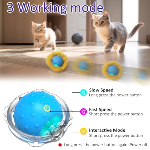 Giociv Interactive Cat Toys Ball Fast Rolling in Pouch, Motion Activate Chirping Cat Toy Hide and Seek Mouse Catching Game (Green Polka dot) - color: Green polka dot