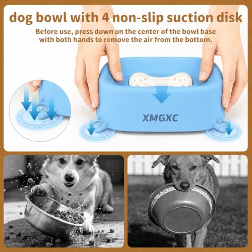 Dog Lick Bowl Slow Feeder with Rolling Log & Suction Base,Blue - color: Blue