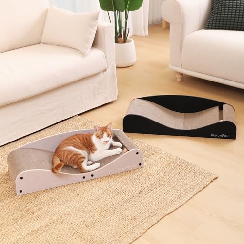 FUKUMARU Cardboard Cat Scratcher Bed, Extra Large 29.1 Inch Cat Scratch Pad - color: Light Camel