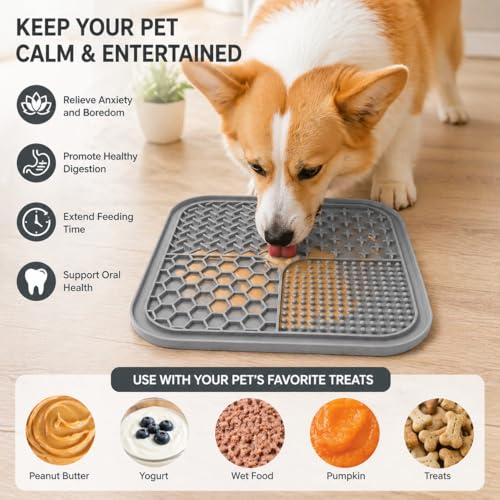 Dog Lick Mat for Dogs & Cats, Silicone Slow Feeder Lick Pad with Suction Cups for Bathing, Grooming & Anxiety Relief(4, Pastel Mix) - color: Pastel Mix