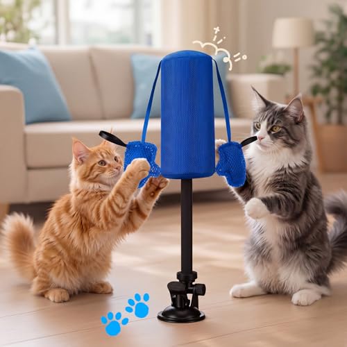 1 Pcs Cat Punch Bag Toy Suction Cup Base Catnip,Blue - color: Blue