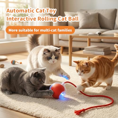 Cat Toys for Indoor Cats Smart Automatic Ball Moving Chase Dogs Toy, Red - color: A1-Red