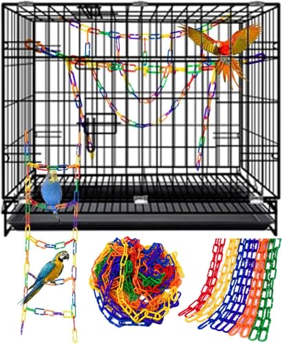 200Pcs Rainbow C-Clips Plastic Chain Links for Birds & Small Pets - color: Rainbow, size: 200Pcs