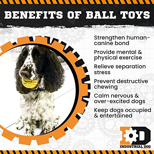 SodaPup Industrial Dog Gear Ball – Durable Ball Toy, Chew Toy, & Treat Dispenser Made in USA from Non-Toxic, Pet-Safe, Food Safe Natural Rubber Material for Bonding, Mental & Physical Exercise, & More - color: Gear Ball Yellow, size: Large