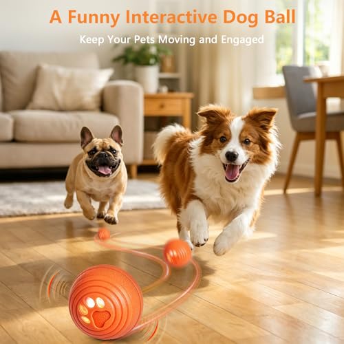 Automatic Interactive Dog Toys Ball with 4 Play Modes for Small Medium Dogs - color: Orange