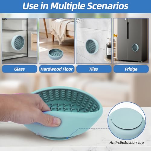 Dog Lick Bowl,Silicone Slow Feeder Bowls for Dogs and Cats - Wet Food, Suction Cups, Non-Slip Design (Blue, Small) - color: Blue, size: Small
