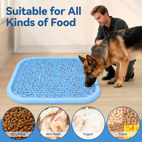 Snuffle Mat for Dogs 23.6" x 23.6" Silicone Large Slow Feeder Mat, Blue - color: Blue:23.6"x23.6"