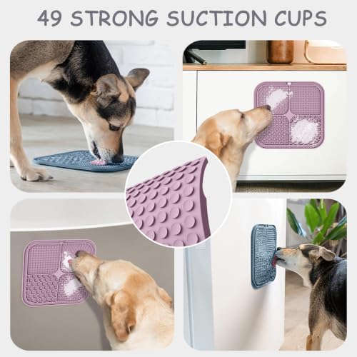 ChefAide 2 Pack Lick Mat for Dogs, Cats & Puppies with Suction Cups - color: Purple & Blue