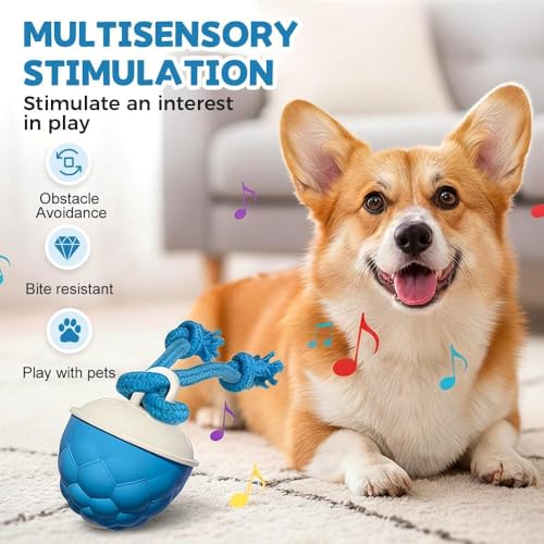 Interactive Dog Toys Motion Activated Automatic Rolling Ball Toys for Small/Medium/Large Dogs Balls for Boredom to Keep Them Busy with USB Rechargeable(Blue) - color: blue