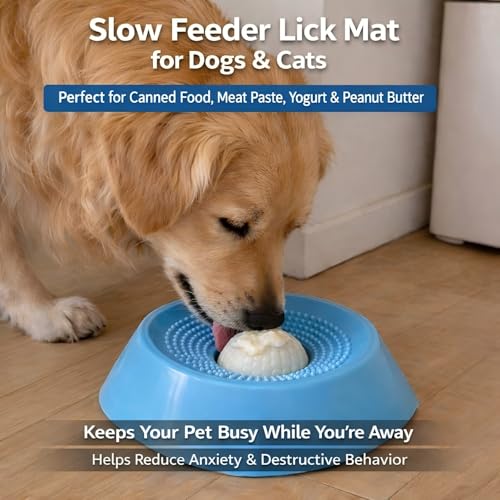Slow Feeder Dog Bowls - Lick Sphere for Dogs Dog Licking Toy & Lick Bowl for Dogs - Interactive Dog Enrichment Toys & Lick Mat for Dogs Alternative - Anxiety Relief, Training & Healthy Digestion - color: Blue