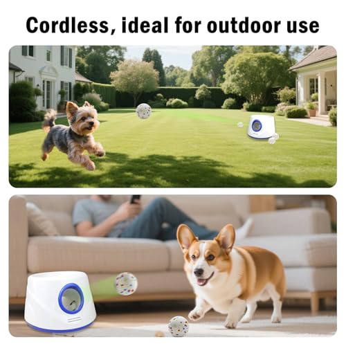 Automatic Dog Ball Launcher-Interactive Dogs Balls Thrower for Small Dogs - color: White