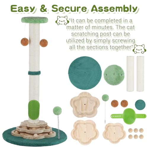 25.6inches Tall Cat Scratching Post, Cute Cat Scratching Post with Groomer