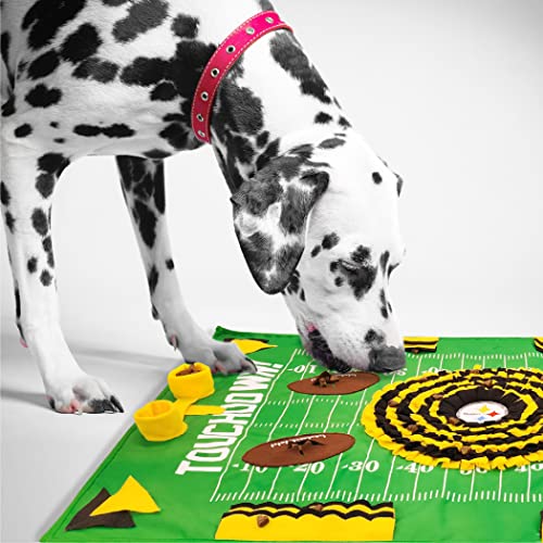 NFL Pittsburgh Steelers Dog Snuffle Mat – Interactive Pet Slow Feeder, Football Field Design Food Puzzle Toy for Dogs & Cats, Foraging Activity Mat for Smarter Feeding - color: PITTSBURGH STEELERS