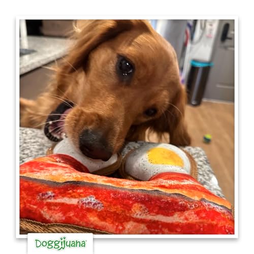 Doggijuana Tuffer Chewer Dog Toy, Eggs & Bacon | Plush, Squeaky - size: Standard, style: Eggs & Bacon
