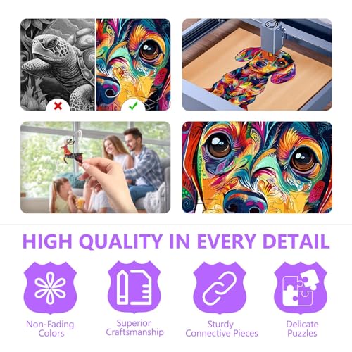 Colorful Dachshund Wooden Puzzles for Adults 180 Pieces, L-13.4 * 8.7in - size: Large