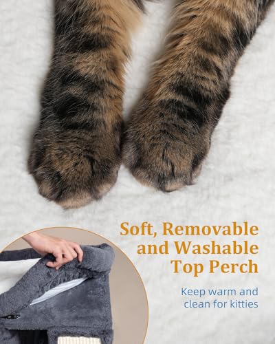 Aechonow XL Cat Tree Tower for Large Adult Cats 20 lbs+, 23x15.7 Perch Bed - color: XL—14''Dark Grey