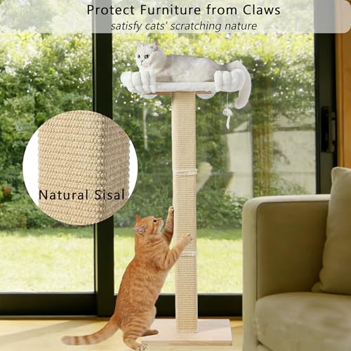 Cat Scratching Post with Large Window Perch, 47-Inch Tall Sisal Cat Tree - size: extra-large