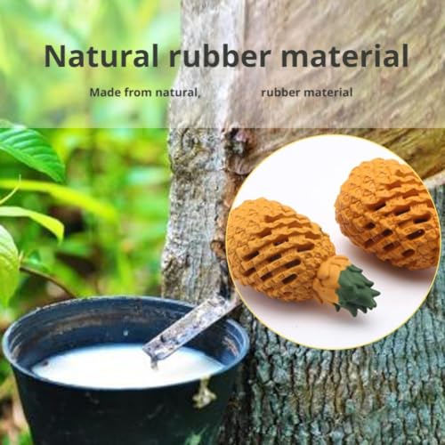 Pineapple Dog Chew Toy, Natural Rubber Treat Dispensing Puzzle Toy with Pineapple Scent, Dental Chew for Aggressive Chewers, Boredom Buster for Teething Puppies & Small Medium Large Dogs, 4 Sizes - color: M Yellow