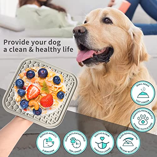 Lick Mat for Dogs, Dog Lick Mat with Suction Cups for Anxiety, Peanut Butter Dog Licking Mat Slow Feeder Dispensing Treater Lick Pad for Dogs Cats Grooming Bathing and Training (Grey) - color: Small Grey