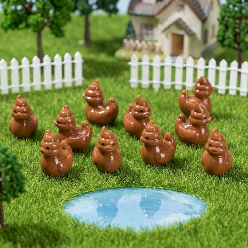 Chunful 25 Pcs Mini Resin Poop Duck Figures Small Poo Duck Figurines Toys - color: Brown, size: 2.5 x 2.5 cm/0.8 x 0.8 inch