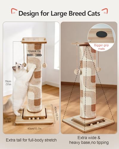 Odoland 31" Tall Large Cat Scratching Post with Replaceable Scratcher Pad - color: Geometry