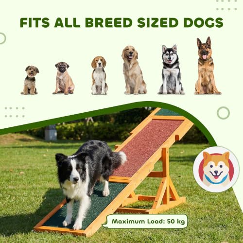 PawHut Wooden Dog Agility Seesaw for Exercise71 L x 12" W x 12" H Natural - color: Natural Wood, size: 70.75" x 11.75" x 11.75"